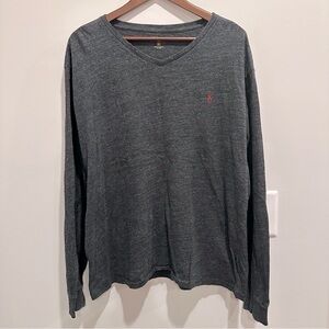 Polo Ralph Lauren Men's Dark Gray V Neck Long Sleeve Shirt XL Cotton Polo Bear
